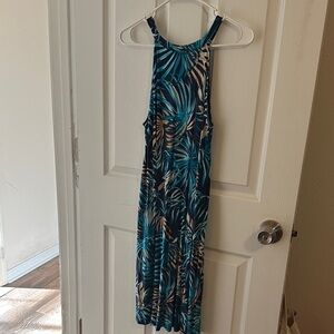 Time and Tru Blue and Tan Patterned Dress